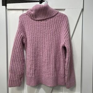 Maeve Anthro Womens Sweater Small Turtleneck Knit Pink Chunky Slouchy Soft